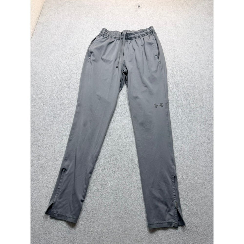 Under Armour Mens Gray Athletic Training Pants Joggers Ankle Zip Pockets Small